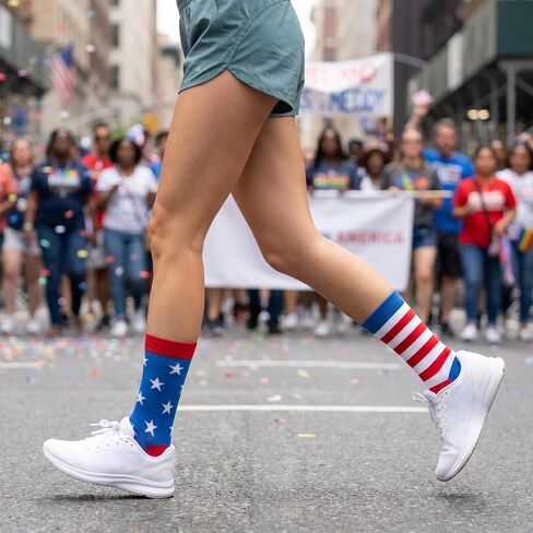 2Pairs 4th of July Socks Star Flag Socks Patriotic Red White and Blue Stars Stripes Accessories for Adults Men Women Daily Wear in Saudi Arabia