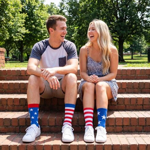 2Pairs 4th of July Socks Star Flag Socks Patriotic Red White and Blue Stars Stripes Accessories for Adults Men Women Daily Wear in Saudi Arabia