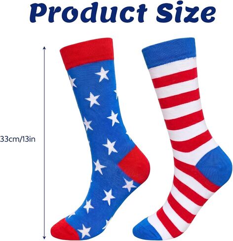 2Pairs 4th of July Socks Star Flag Socks Patriotic Red White and Blue Stars Stripes Accessories for Adults Men Women Daily Wear in Saudi Arabia
