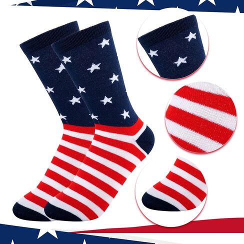 Sucrain 2 Pairs American Flag Socks 4th of July Red White and Blue Stars Stripes Patriotic Socks for Independence Day Gift in Kuwait