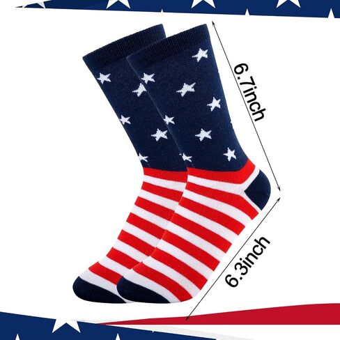 Sucrain 2 Pairs American Flag Socks 4th of July Red White and Blue Stars Stripes Patriotic Socks for Independence Day Gift in Kuwait
