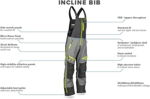 مريلة Fly Racing 2023 Incline (أسود/رمادي/Hi-Vis، صغير) in Kuwait