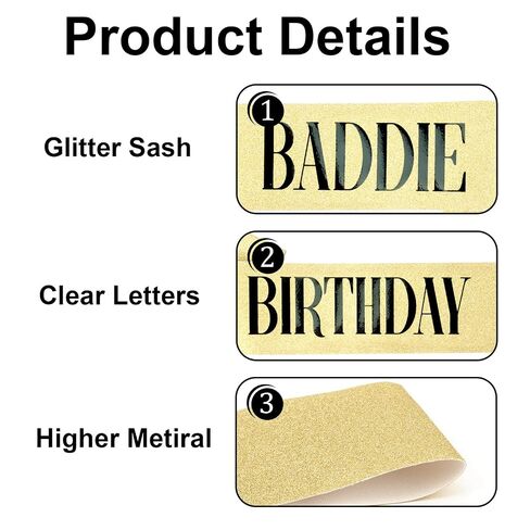 CUBACO Birthday Baddie Sash and Sunglasses for Women, Birthday Girl Outfit Suitable 21st 25th 30th 40th 50th 60th Women Accessories Pins for Party Decoration Favors Supplies in Saudi Arabia