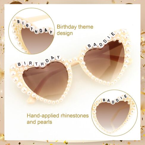 CUBACO Birthday Baddie Sash and Sunglasses for Women, Birthday Girl Outfit Suitable 21st 25th 30th 40th 50th 60th Women Accessories Pins for Party Decoration Favors Supplies in Saudi Arabia