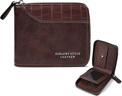 Wallet for Men Credit Card Holder Wallet with Coin Pocket Flip Zip Around Men's Wallet Small Pocket Wallets Gifts for Fathers Day Black in Saudi Arabia