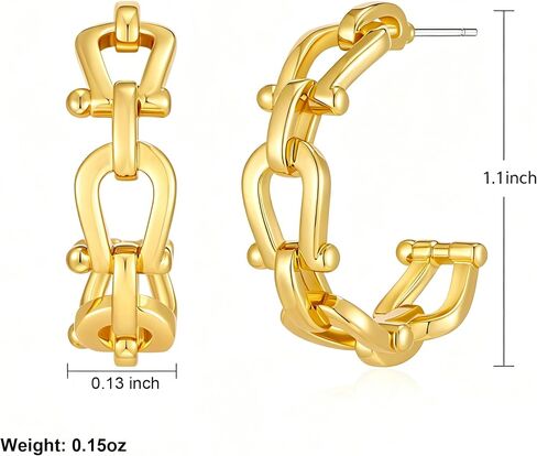 Gold Horseshoe Hoop Earrings for Women Horse Bit Link Chain Earrings Western Equestrian Jewelry in Saudi Arabia