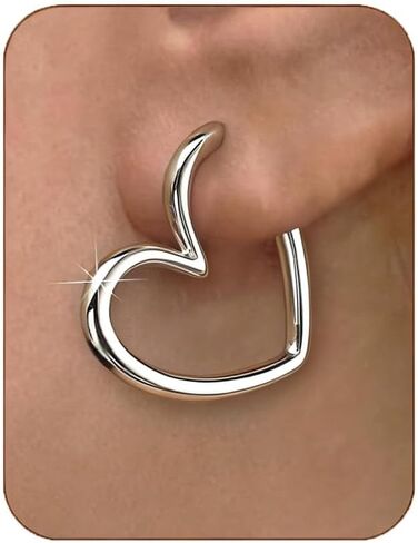 Gold Heart Hoop Earrings for Women Trendy, 14K Gold Plated Hypoallergenic Silver Huggie Earrings Jewelry for Women Gifts in Saudi Arabia