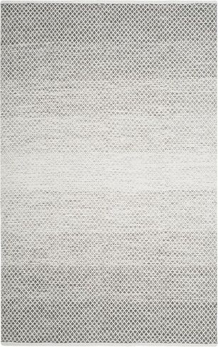 سجادة منطقة SAFAVIEH Montauk Collection - 6' x 9'، رمادي فاتح وعاجي، قطن مصنوع يدويًا، مثالية للمناطق ذات حركة المرور العالية في غرفة المعيشة وغرفة النوم (MTK601K) in Kuwait