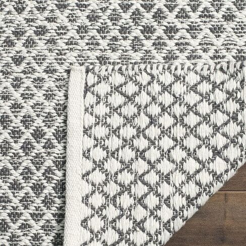 سجادة منطقة SAFAVIEH Montauk Collection - 6' x 9'، رمادي فاتح وعاجي، قطن مصنوع يدويًا، مثالية للمناطق ذات حركة المرور العالية في غرفة المعيشة وغرفة النوم (MTK601K) in Kuwait