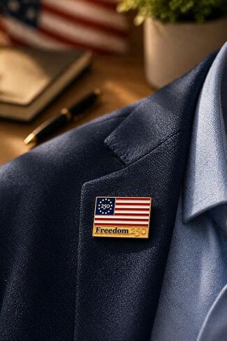 Official Freedom 250 Lapel Pin, Keepsake Collector Item in Navy Blue Velvet Pouch LImited Edition in Kuwait
