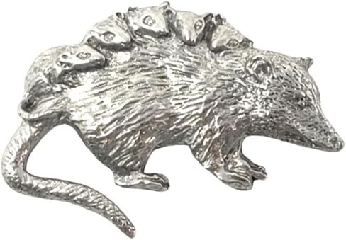 Opossum Pewter Lapel Pin Brooch - USA Made - Hand Crafted in Saudi Arabia