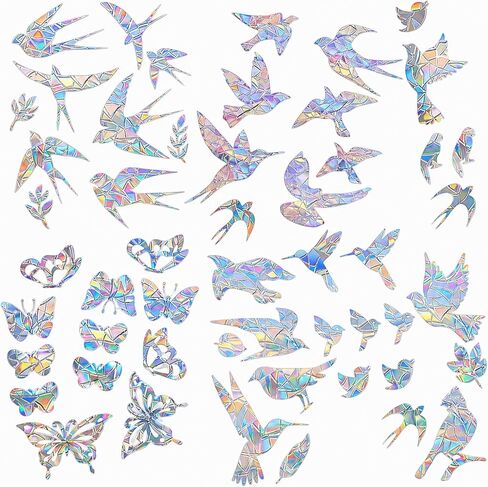 52PCS 5inch Sun Catcher Clings for Windows, Bird Window Strike Prevention, Window Decals to Prevent Bird Strikes, Transparent, Durable PVC Window Clings for Birds in Saudi Arabia