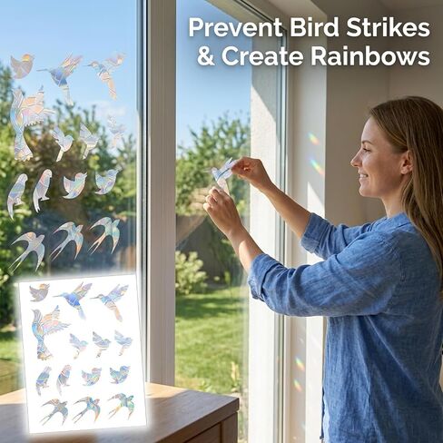 52PCS 5inch Sun Catcher Clings for Windows, Bird Window Strike Prevention, Window Decals to Prevent Bird Strikes, Transparent, Durable PVC Window Clings for Birds in Saudi Arabia