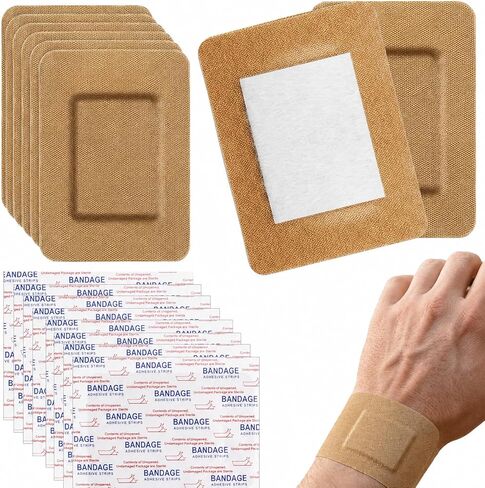 60 Count Large Bandages 3x4 Inch Flexible Fabric Adhesive Big Bandaids for Knees and Elbows Breathable Large Bandaids for Home Care in Kuwait