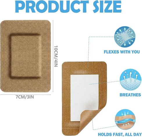 60 Count Large Bandages 3x4 Inch Flexible Fabric Adhesive Big Bandaids for Knees and Elbows Breathable Large Bandaids for Home Care in Kuwait
