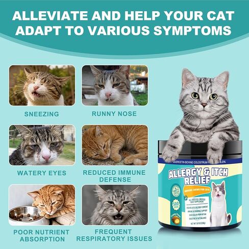 L-Lysine Chews for Cats 500 Chews, Bites Allergy & Immune Bites for Cats, with Colostrum & Omega-3s for Soothes Sneezing, Runny Nose & Itchy Skin, for All Ages & Breeds Cats in Saudi Arabia