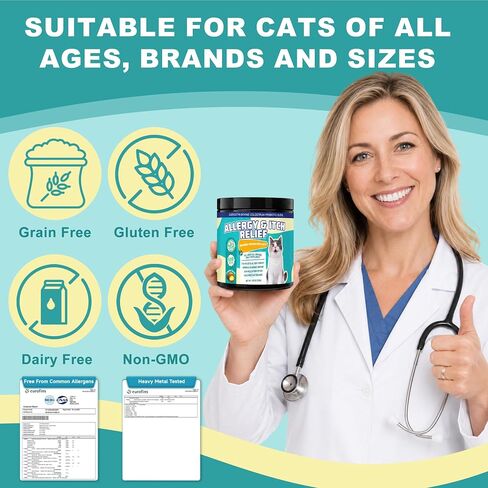 L-Lysine Chews for Cats 500 Chews, Bites Allergy & Immune Bites for Cats, with Colostrum & Omega-3s for Soothes Sneezing, Runny Nose & Itchy Skin, for All Ages & Breeds Cats in Saudi Arabia