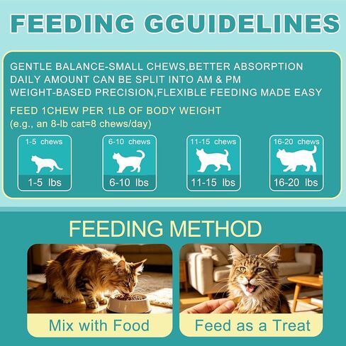 L-Lysine Chews for Cats 500 Chews, Bites Allergy & Immune Bites for Cats, with Colostrum & Omega-3s for Soothes Sneezing, Runny Nose & Itchy Skin, for All Ages & Breeds Cats in Saudi Arabia
