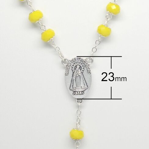 خرز كريستالي من المدينة الكاثوليكية 8 مم، مسبحة سيدة المحبة "Virgen de la Caridad del Cobre" مع صليب القدس (الألوان المتاحة: الأسود والأزرق والشفاف والأحمر والأبيض والأصفر) in Kuwait