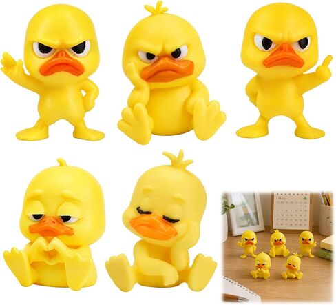 CZFDHP Angry Duck, Funny Desk Decor, 5 Pcs Car Interior Accessory, Unique 3D Ducks for Office Workers, Duck Figurine Collection for Stress Relief and Dorm Room Decor in Saudi Arabia