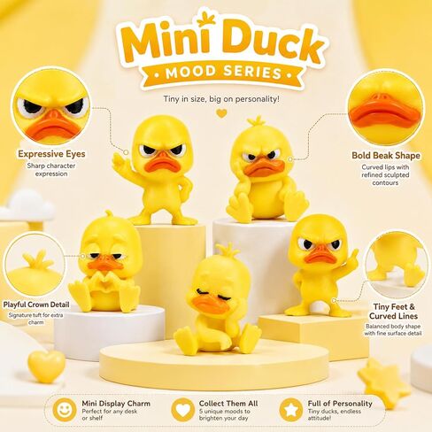 CZFDHP Angry Duck, Funny Desk Decor, 5 Pcs Car Interior Accessory, Unique 3D Ducks for Office Workers, Duck Figurine Collection for Stress Relief and Dorm Room Decor in Saudi Arabia