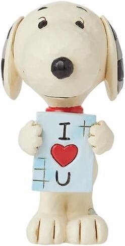 Enesco Peanuts by Jim Shore Collection Snoopy Holding I Love You Sign Miniature Figurine- Resin Hand Crafted Painted Collectible Peanuts Snoopy Mini Figurines Valentine Home Decor Statue, 3.13 Inch in Saudi Arabia