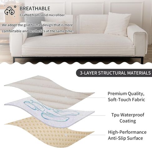 Waterproof Couch Cover for Dogs, Sofa Covers Washable & Non-Slip, Soft Dog Bed Blanket Protector for Sectional, Loveseat, Living Room Furniture (Creamy White 35.43"x 70.9" 1 Pack) in Saudi Arabia