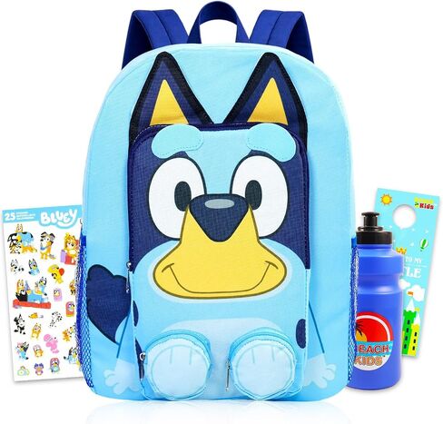 Bluey Backpack for Kids Set - Bundle with 16" Bookbag with Front Pockets, Water Bottle, Stickers, More | Bluey School Bag for Boys, Girls in Kuwait