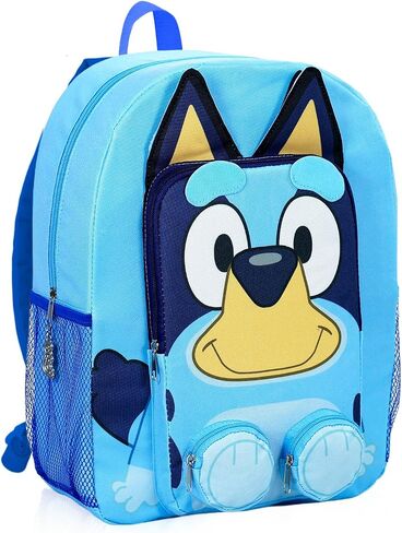Bluey Backpack for Kids Set - Bundle with 16" Bookbag with Front Pockets, Water Bottle, Stickers, More | Bluey School Bag for Boys, Girls in Kuwait