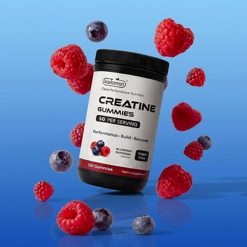 NSF Certified Kaitamin Creatine Monohydrate Gummies 5g – Sugar Free, Vegan, Halal, Non-GMO – Muscle, Strength, Recovery & Brain Health – for Women & Men – 120 Count, 30 Servings in Saudi Arabia