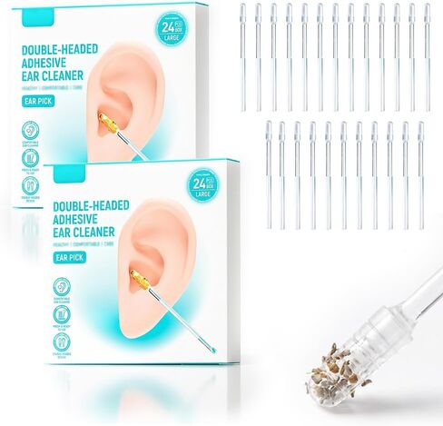 Sticky Ear Cleaning Stick, 24 Pcs Ear Wax Removal Tool, Sticky Ear Cleaner Picks, Reusable Resin Gel Ear Stick for Adults (Small) in Saudi Arabia