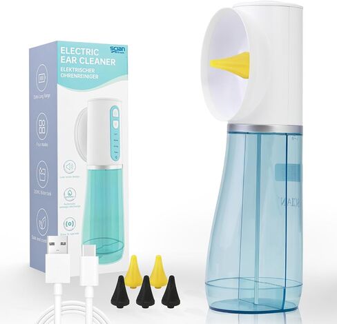 Scian Ear Wax Removal, Electric Ear Irrigation Flushing System, Water Powered Ear Cleaner Tool with 4 Pressure Settings, Safe & Effective Ear Cleaning Kit with 6 Tips, USB Rechargeable, IPX7, Blue in Saudi Arabia