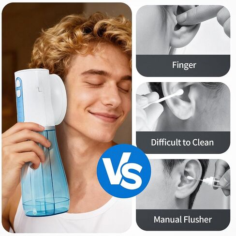 Scian Ear Wax Removal, Electric Ear Irrigation Flushing System, Water Powered Ear Cleaner Tool with 4 Pressure Settings, Safe & Effective Ear Cleaning Kit with 6 Tips, USB Rechargeable, IPX7, Blue in Saudi Arabia