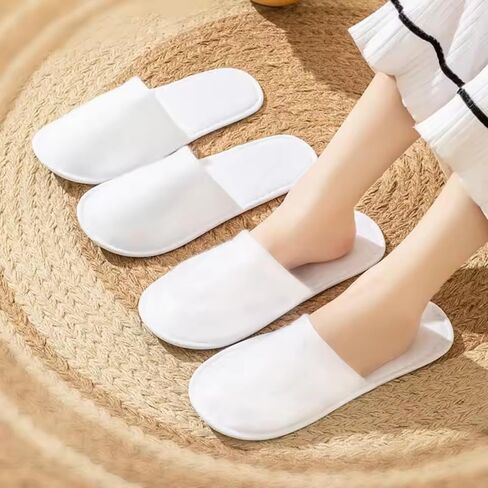 4Pairs Disposable white Slippers Cotton of Closed-to Bathroom Slippers Suitable Suitable Home Guest Hospitality Shoes, 27cm, suitable for sizes 36-41 in Kuwait