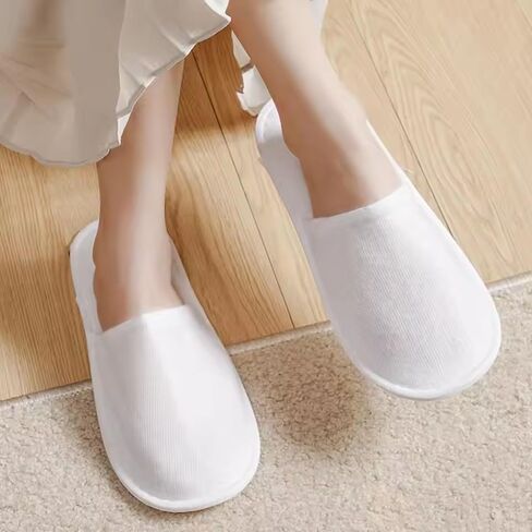 4Pairs Disposable white Slippers Cotton of Closed-to Bathroom Slippers Suitable Suitable Home Guest Hospitality Shoes, 27cm, suitable for sizes 36-41 in Kuwait