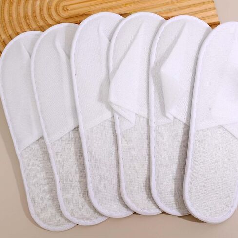 4Pairs Disposable white Slippers Cotton of Closed-to Bathroom Slippers Suitable Suitable Home Guest Hospitality Shoes, 27cm, suitable for sizes 36-41 in Kuwait