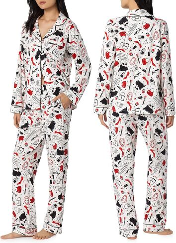 Bed Head PJs Womens Devil Wears Prada Matching 2 Piece Pajama Set - Cotton Jersey Button Down Pajamas - Sleep & Lounge Wear in Saudi Arabia
