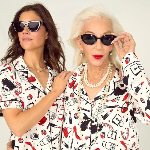 Bed Head PJs Womens Devil Wears Prada Matching 2 Piece Pajama Set - Cotton Jersey Button Down Pajamas - Sleep & Lounge Wear in Saudi Arabia