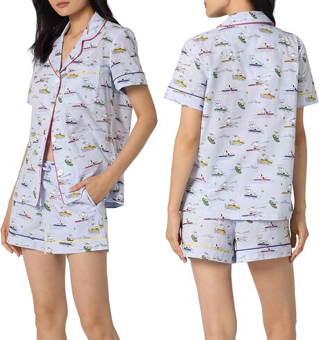Bed Head PJs Womens Peanuts Snoopy Matching 2 Piece Pajama Set - 100% Cotton Button Down Pajamas - Sleep & Lounge Wear in Saudi Arabia