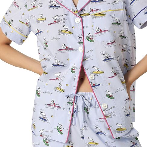 Bed Head PJs Womens Peanuts Snoopy Matching 2 Piece Pajama Set - 100% Cotton Button Down Pajamas - Sleep & Lounge Wear in Saudi Arabia