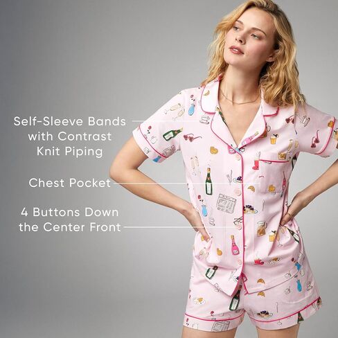 Bed Head PJs Womens Peanuts Snoopy Matching 2 Piece Pajama Set - 100% Cotton Button Down Pajamas - Sleep & Lounge Wear in Saudi Arabia