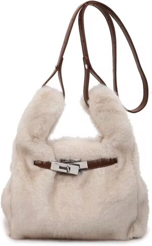 Mekong Delta So Fluffy I’m Gonna Die Brr-kin Faux Fur Hand Bag, Crossbody with Brown Leather Straps in Saudi Arabia