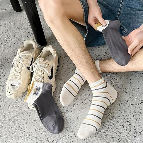10 Pairs Men's Cotton Ankle Socks - Lightweight Athletic Casual Style for Spring & Summer in Saudi Arabia