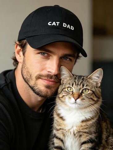 Cat Dad Hat Embroidered Baseball Cap for Men - Funny Cat Lover Gifts for Him, for Cat Dads Black in Saudi Arabia