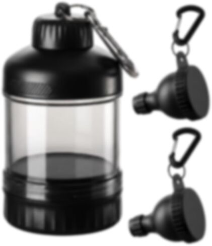 Set of 3 with 12oz Carabiner Clip and Base Capsule Box,50ml Protein Powder Container to Go, Protein Powder Travel Container, Plastic Protein Powder Container for Gym and Outdoor Activities in Saudi Arabia