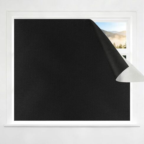 100% Blackout Curtains for Bedroom, No Drill Window Shades, Portable DIY Blackout Blinds with Stickers & Tabs for Travel, RV, Dorm, Nursery & Media Room (57" x 118", Black) in Saudi Arabia