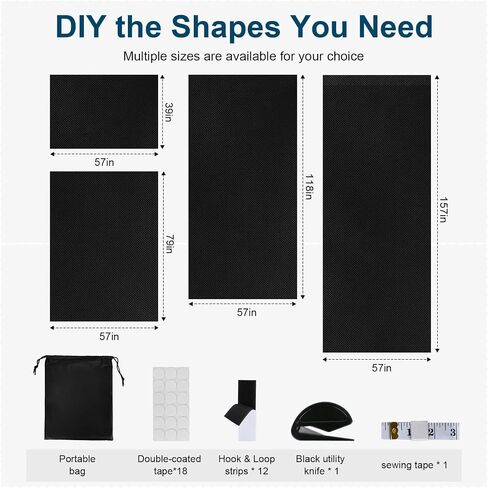100% Blackout Curtains for Bedroom, No Drill Window Shades, Portable DIY Blackout Blinds with Stickers & Tabs for Travel, RV, Dorm, Nursery & Media Room (57" x 118", Black) in Saudi Arabia