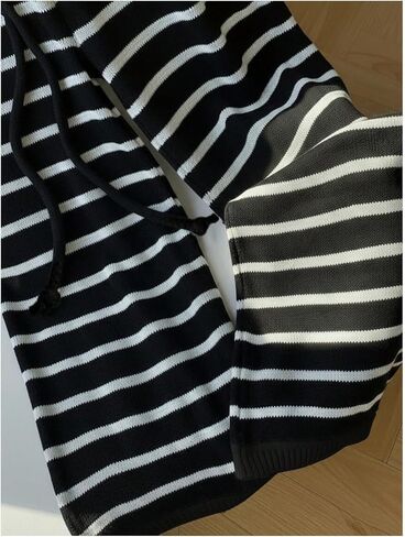 Verdusa Women's Striped Knit Pants Straight Leg Casual Trousers Loungewear Spring Clothes in Kuwait