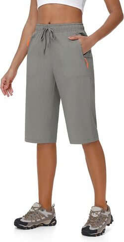 Rdruko Women's Hiking Shorts 15" Long Quick Dry Lightweight Below The Knee Water Resistant Outdoor Shorts with Pockets in Kuwait