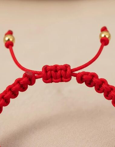 Men’s St. Benedict Red String Bracelet, Adjustable | Protection Against the Evil Eye & Negative Energy | Steel Gold Plated in Saudi Arabia